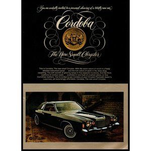 1975 Chrysler Cordoba 2 Door Small Car Vintage Print Ad Shag Carpet Wall Art